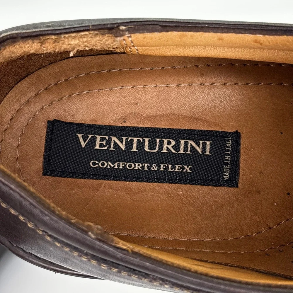 Venturini Comfort & Flex Men's 12M Brown Leather Oxford Made in Italy Shoes